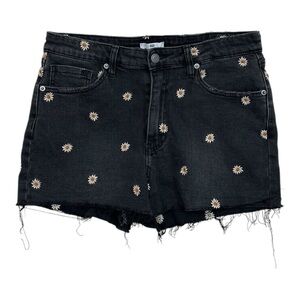 BP Black Denim Daisy Embroidered Jean Shorts Women’s 30